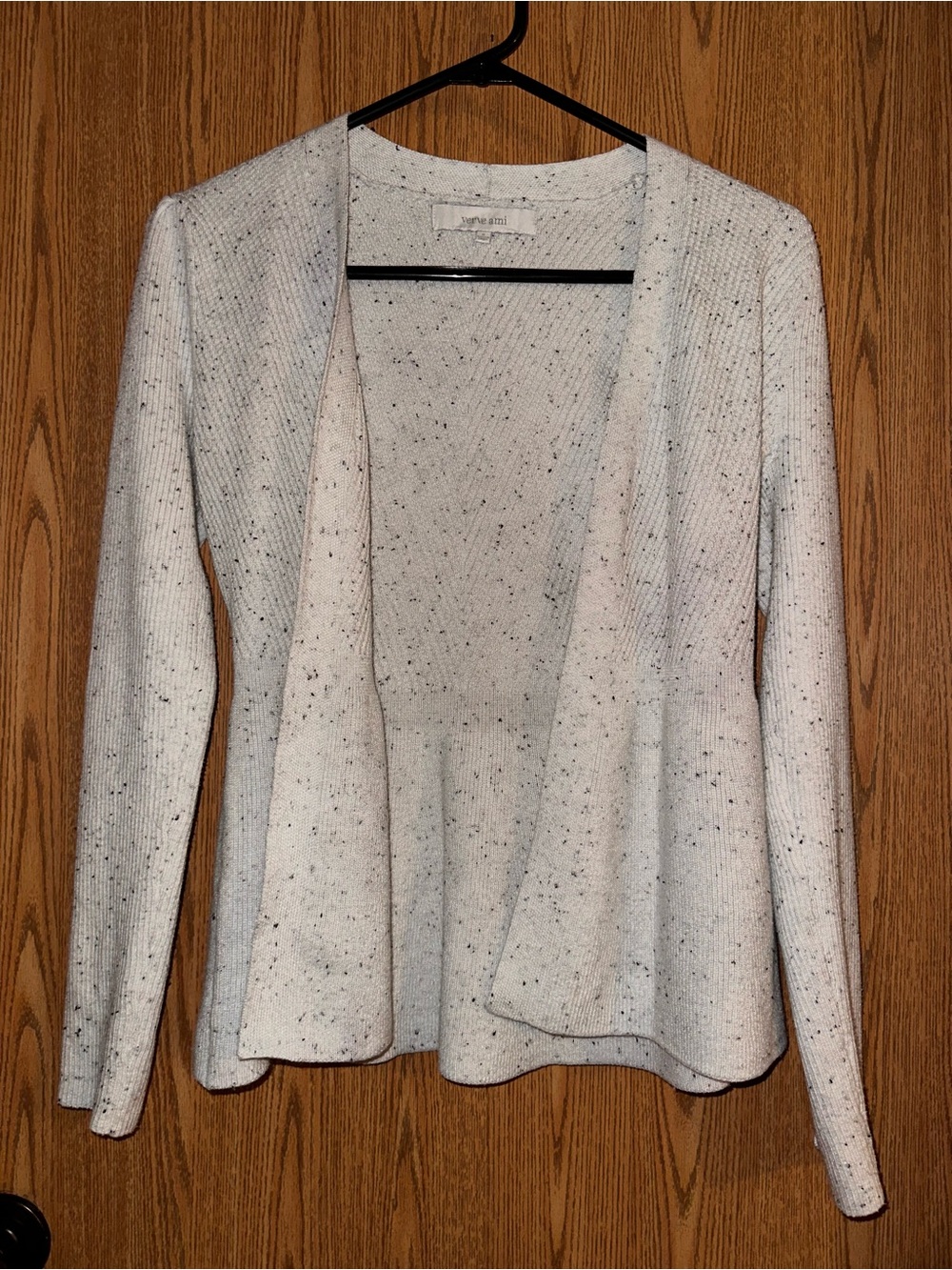 Verve Ami Cream Speckled Open-Front Cardigan